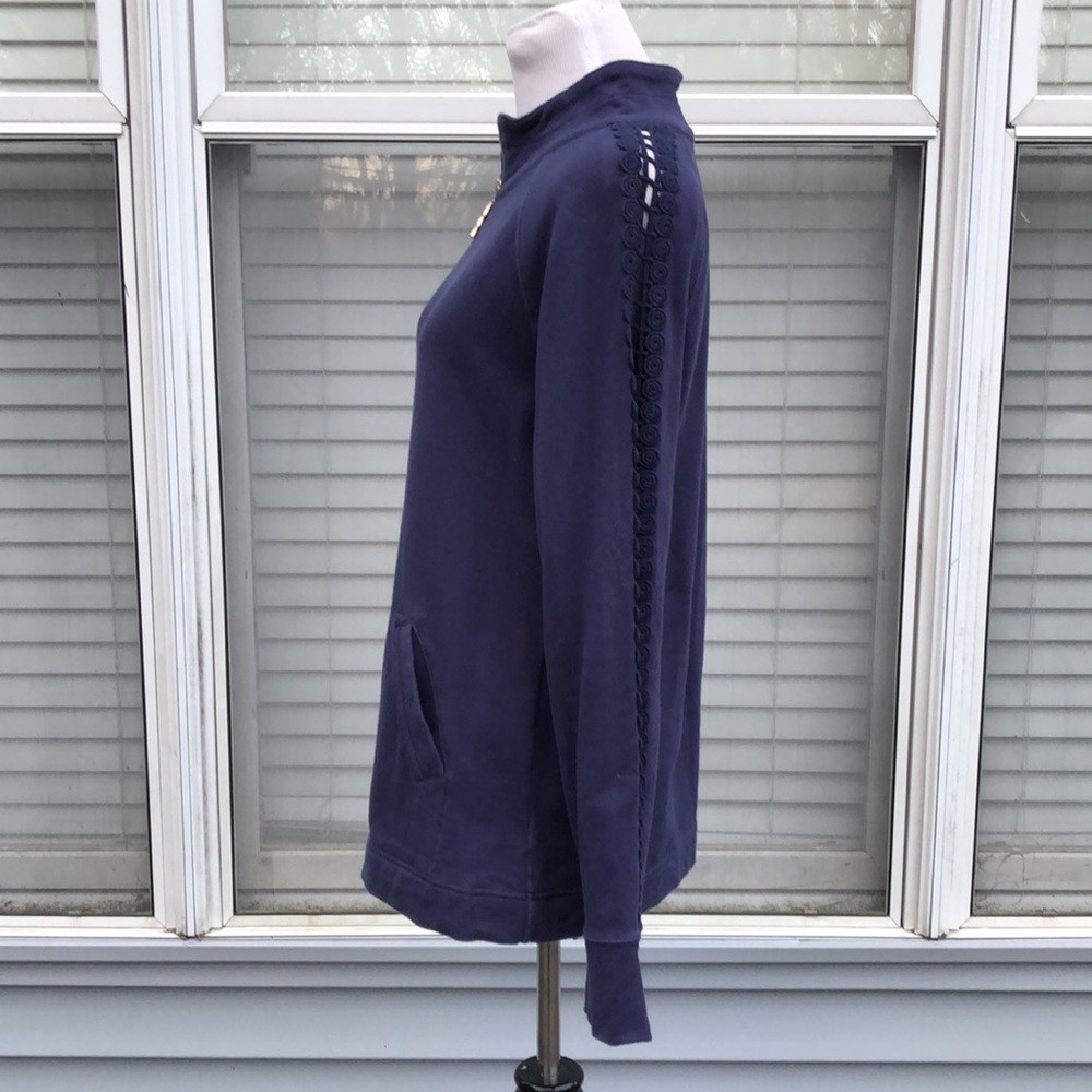 Lilly Pulitzer Navy Blue 1/2 Zip Vented Sleeves Barrel Pocket Pullover size M - Picture 5 of 10